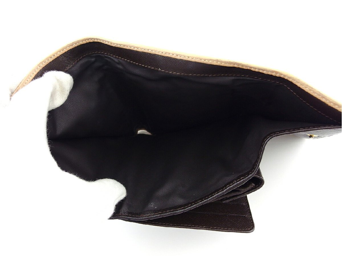 【30%OFFクーポン】セリーヌ CELINE 三つ折り財布 マカダム ブラウン ベージュ レディース 中古_画像6