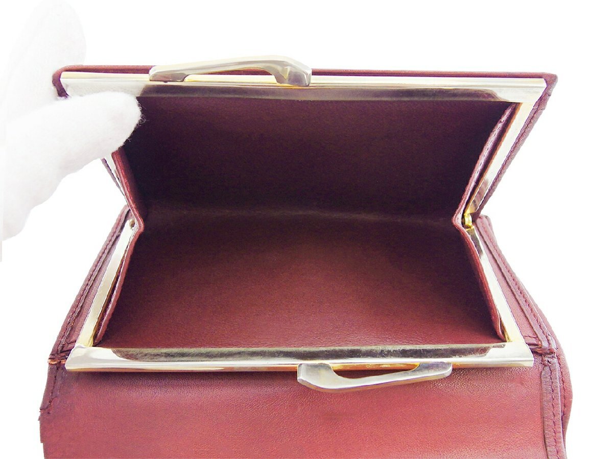 【30%OFFクーポン】カルティエ CARTIER 三つ折り財布 マストライン ボルドー ゴールド レディース 中古_画像6