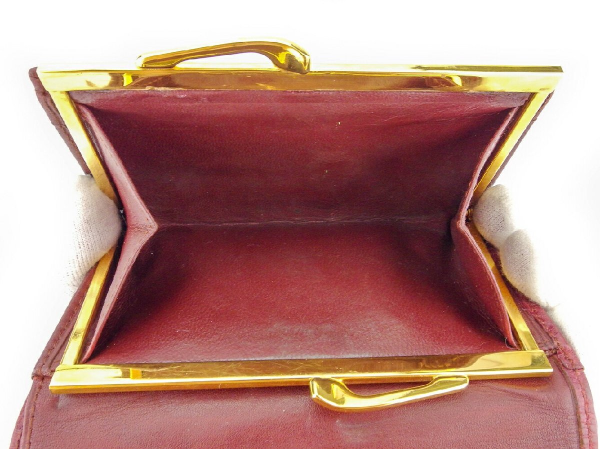 【30%OFFクーポン】カルティエ CARTIER 三つ折り財布 マストライン ボルドー ゴールド レディース 中古_画像6