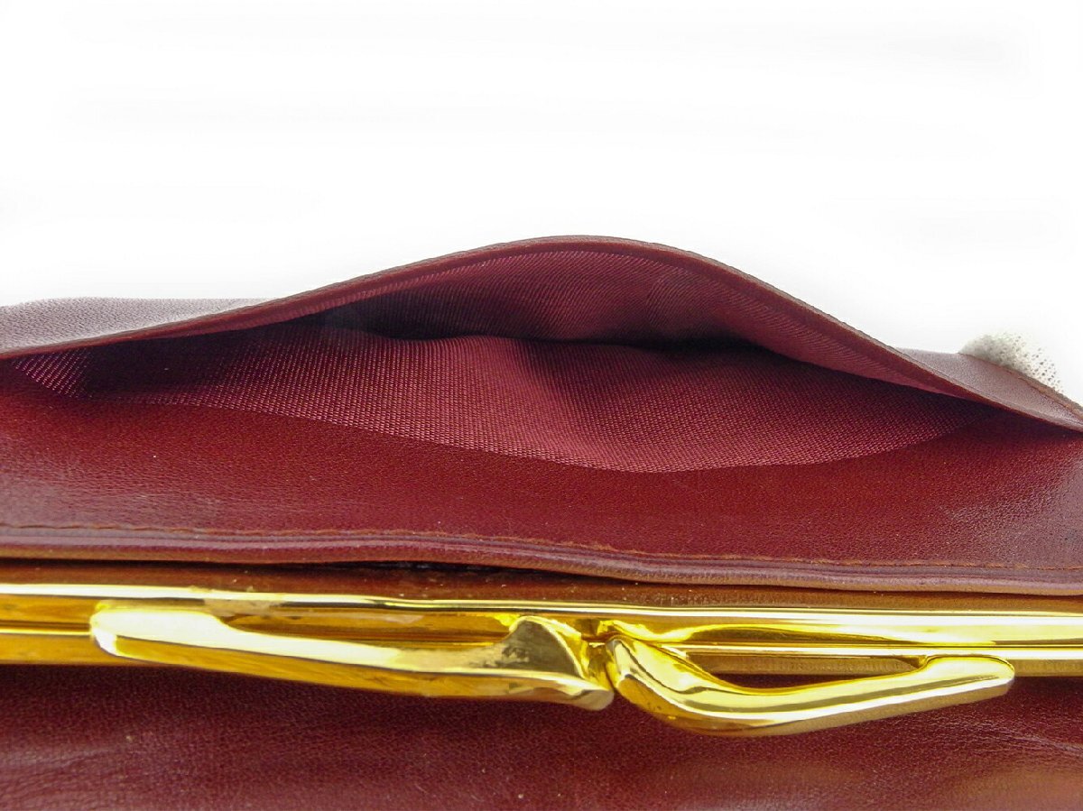 【30%OFFクーポン】カルティエ CARTIER 三つ折り財布 マストライン ボルドー ゴールド レディース 中古_画像9