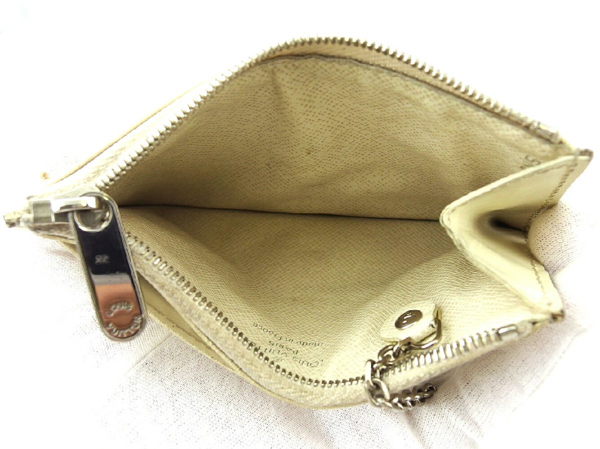 【30%OFFクーポン】ルイ・ヴィトン LOUIS VUITTON コインケース エピ ポシェットクレNM ホワイト シルバー レディース 中古_画像4