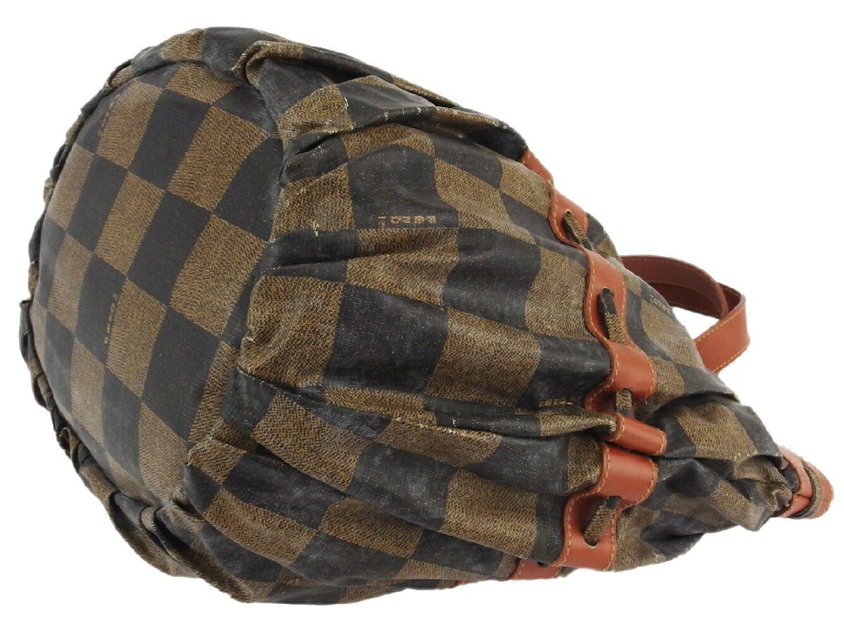 【30%OFFクーポン】フェンディ FENDI トートバッグ ブロックチェック ベージュ ブラック ブラウン レディース 中古_画像3