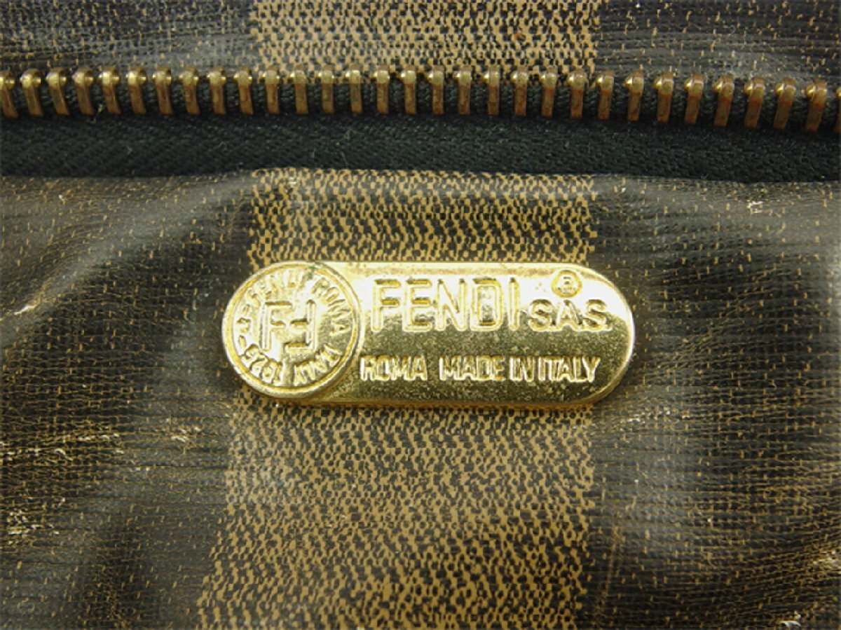 【30%OFFクーポン】フェンディ FENDI トートバッグ ブロックチェック ベージュ ブラック ブラウン レディース 中古_画像8