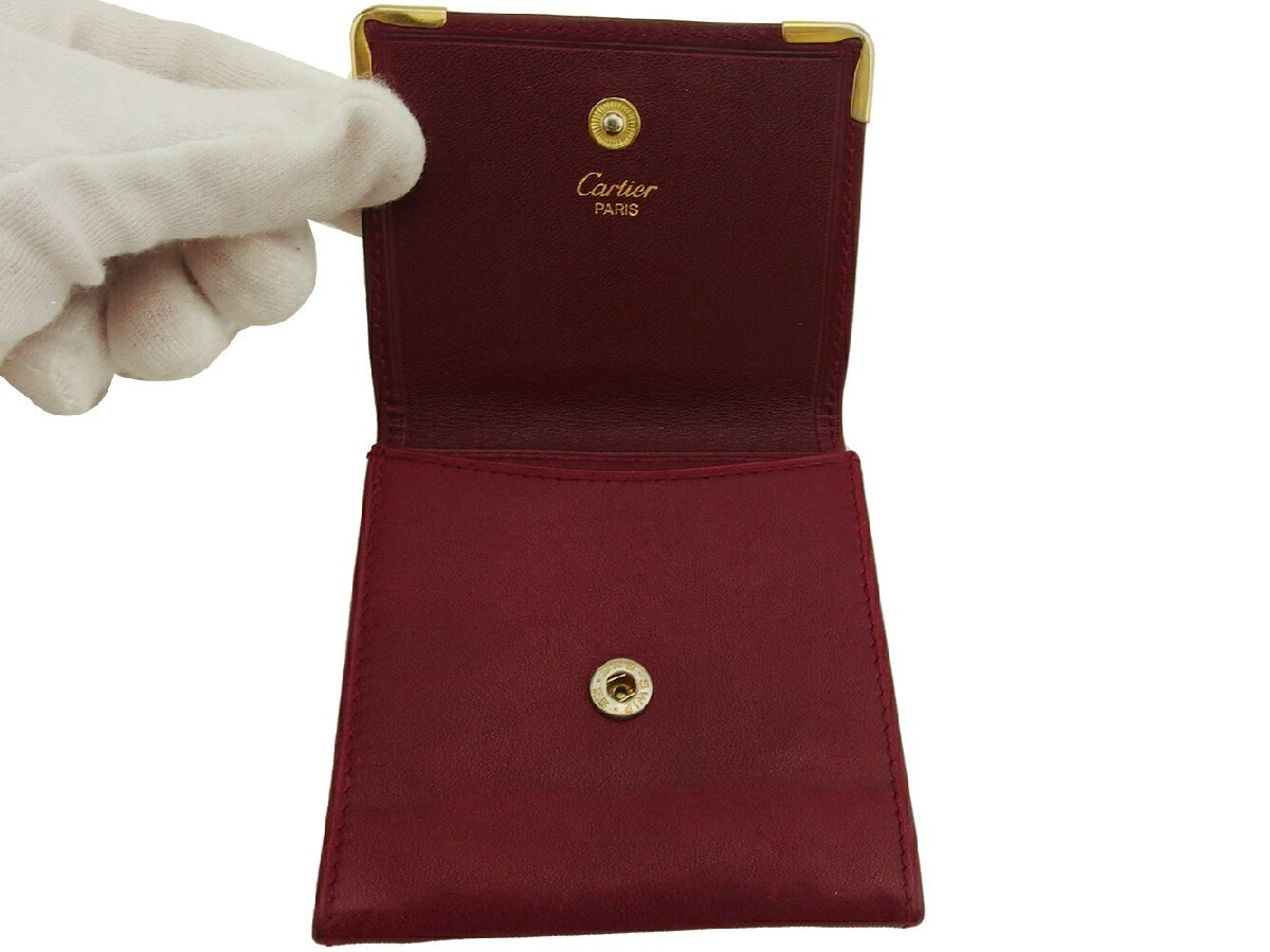 【30%OFFクーポン】カルティエ CARTIER コインケース マストライン ボルドー ゴールド レディース 中古_画像4