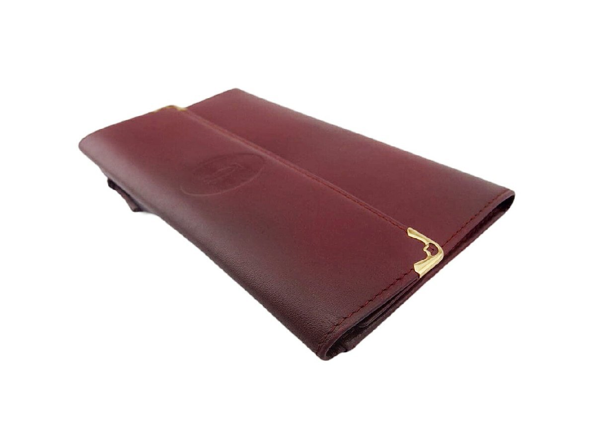 【30%OFFクーポン】カルティエ CARTIER 三つ折り財布 マストライン ボルドー レディース 中古_画像2
