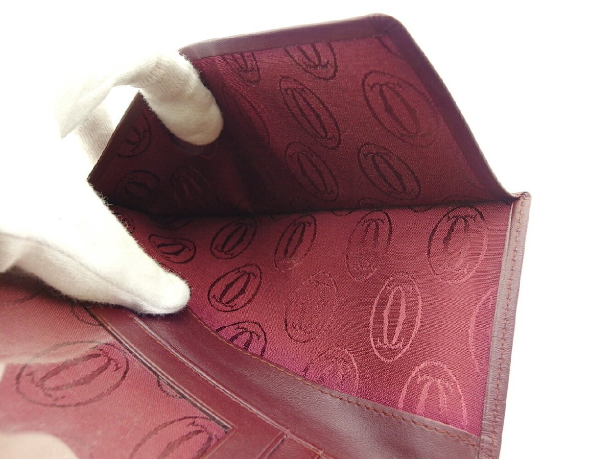 【30%OFFクーポン】カルティエ CARTIER 三つ折り財布 マストライン ボルドー レディース 中古_画像5