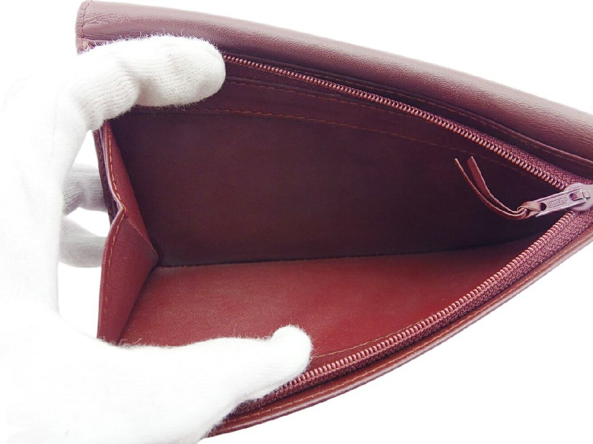 【30%OFFクーポン】カルティエ CARTIER 三つ折り財布 マストライン ボルドー レディース 中古_画像9