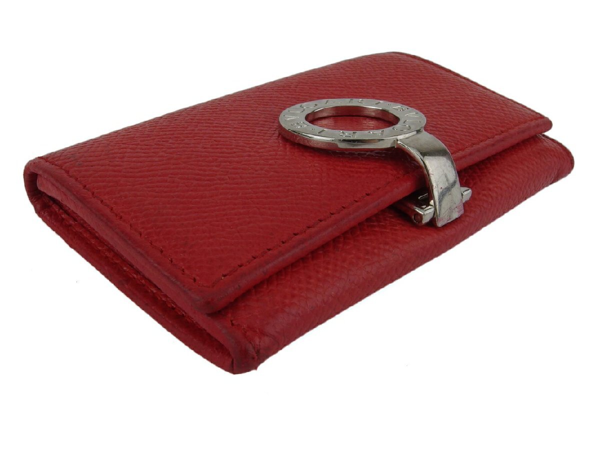【30%OFFクーポン】ブルガリ BVLGARI コインケース ブルガリブルガリ ロゴクリップ レッド シルバー レディース 中古_画像3