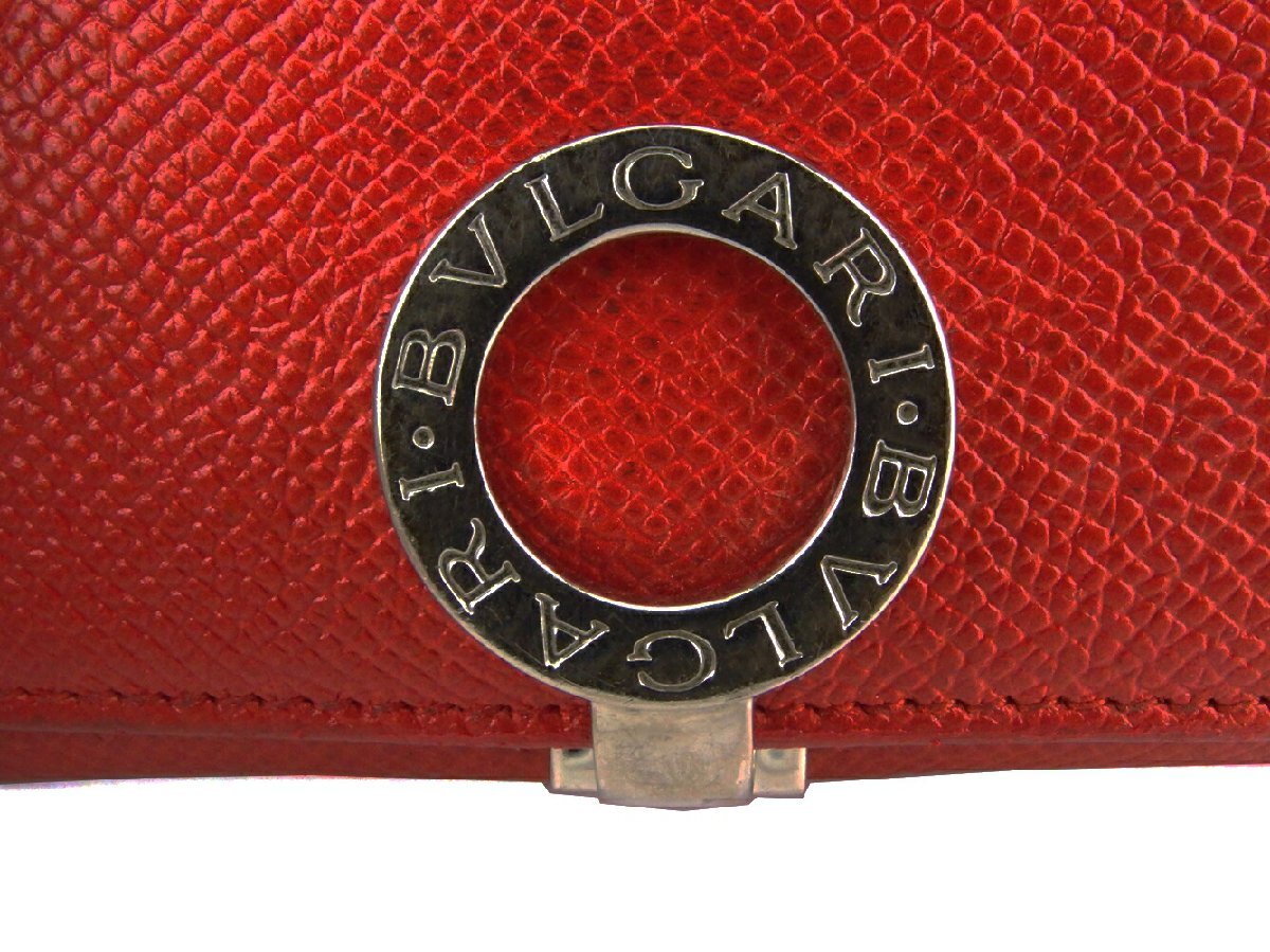 【30%OFFクーポン】ブルガリ BVLGARI コインケース ブルガリブルガリ ロゴクリップ レッド シルバー レディース 中古_画像4