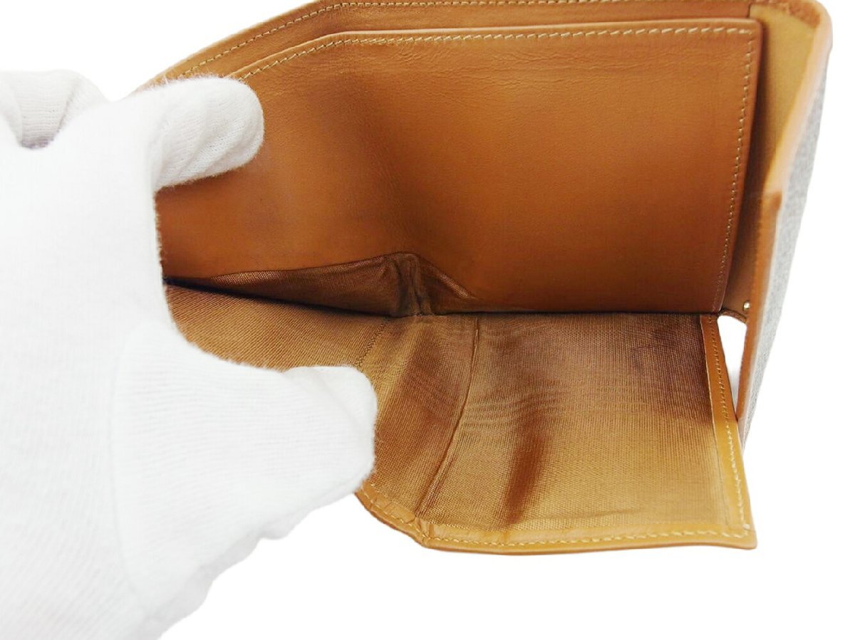【30%OFFクーポン】セリーヌ CELINE 三つ折り財布 マカダム ブラウン ベージュ レディース 中古_画像6