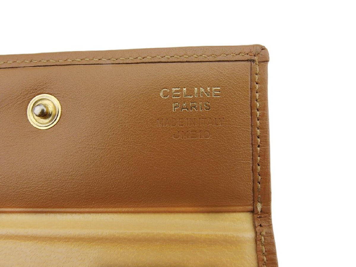 【30%OFFクーポン】セリーヌ CELINE 三つ折り財布 マカダム ブラウン ベージュ レディース 中古_画像8