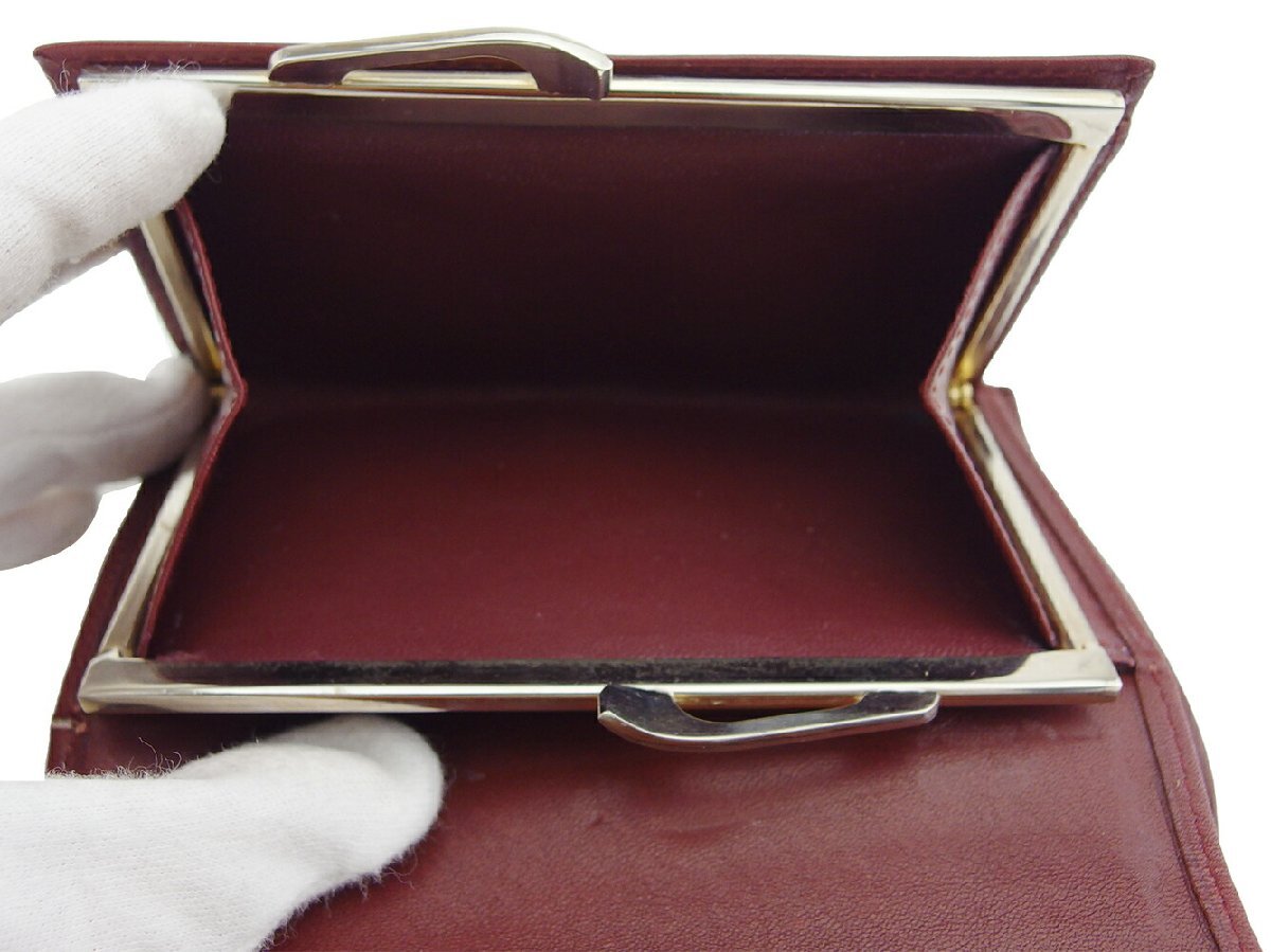 【30%OFFクーポン】カルティエ CARTIER 三つ折り財布 マストライン ボルドー ゴールド レディース 中古_画像5