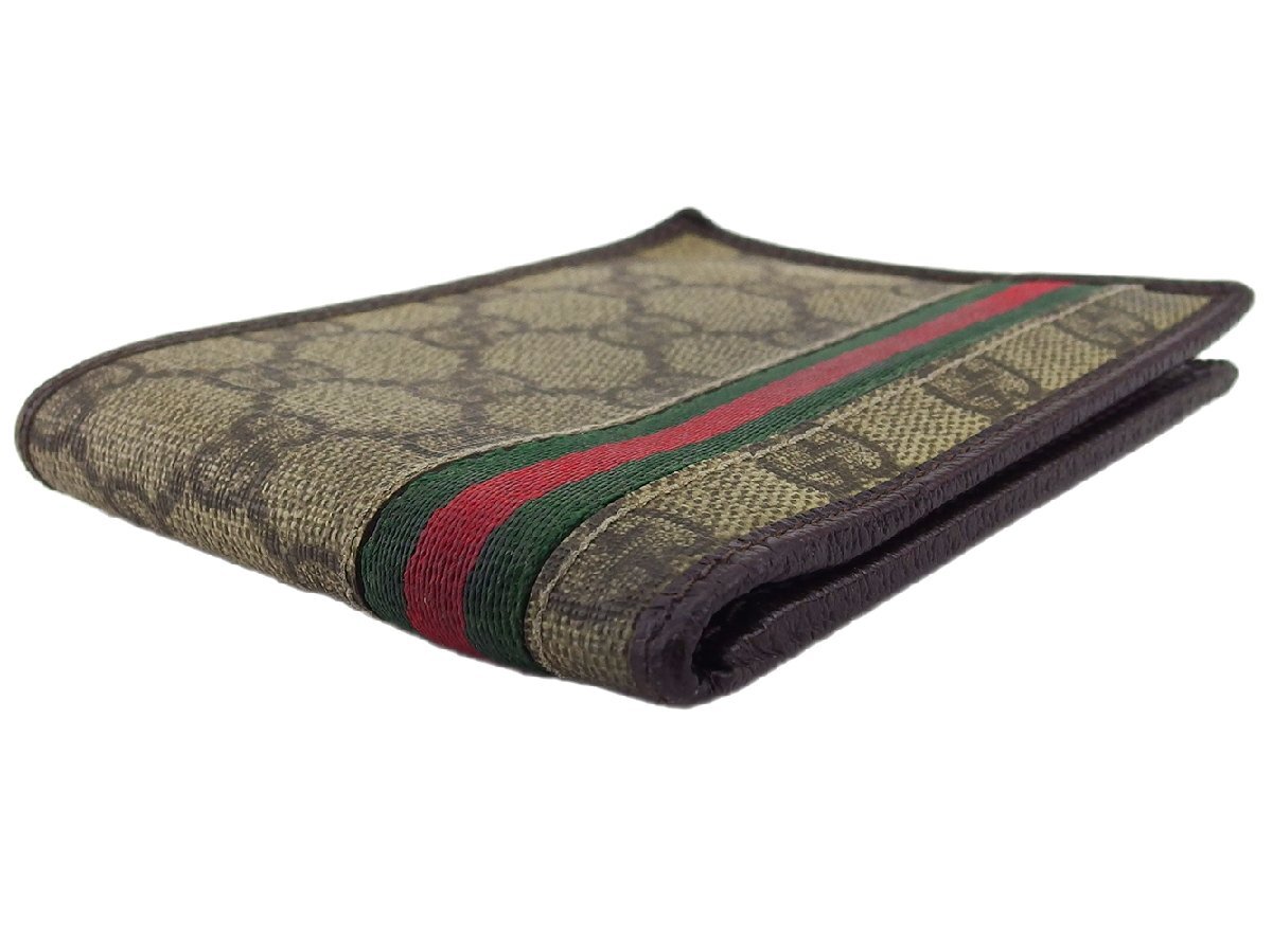 【30%OFFクーポン】グッチ GUCCI 札入れ GGプラス シェリーライン ベージュ ブラウン グリーン系 レディース 中古_画像2