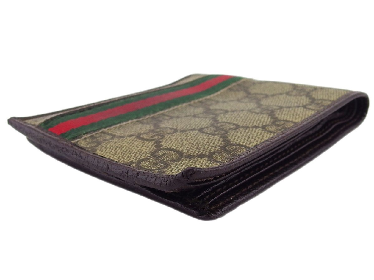 【30%OFFクーポン】グッチ GUCCI 札入れ GGプラス シェリーライン ベージュ ブラウン グリーン系 レディース 中古_画像3