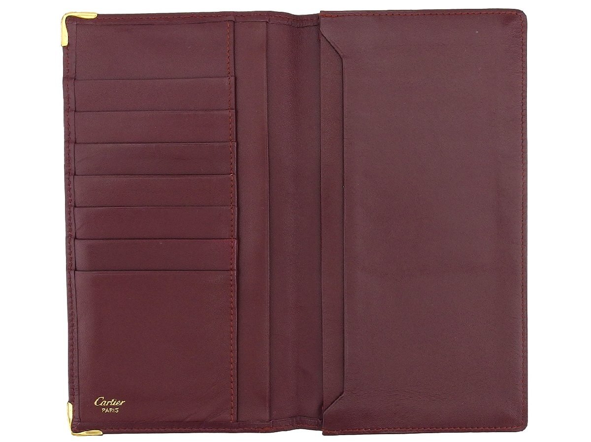 【30%OFFクーポン】カルティエ CARTIER 札入れ マストライン ボルドー×ゴールド レディース 中古_画像4