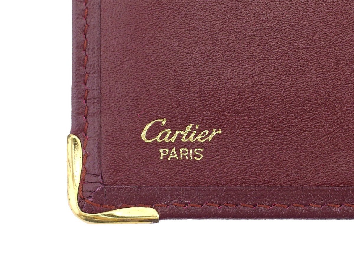 【30%OFFクーポン】カルティエ CARTIER 札入れ マストライン ボルドー×ゴールド レディース 中古_画像7