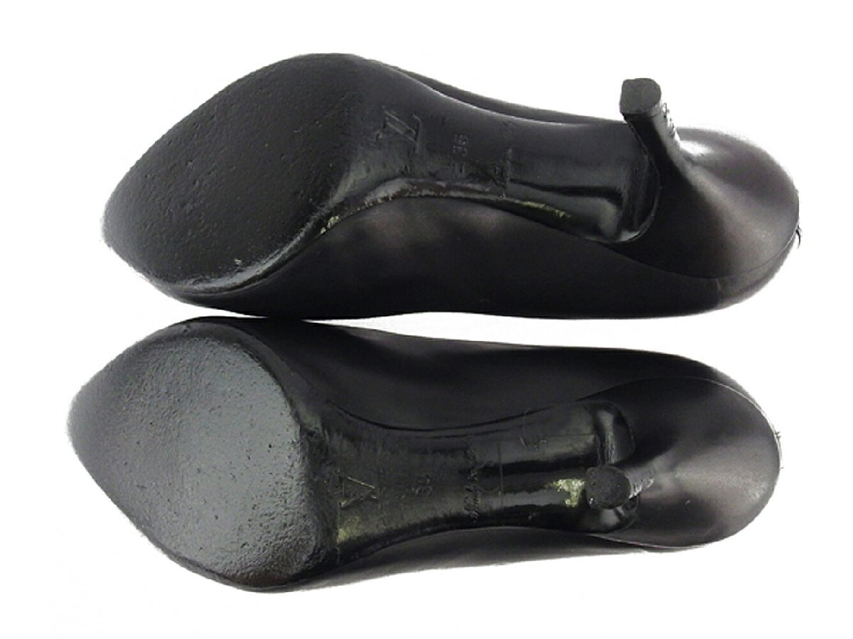 【30%OFFクーポン】ルイ・ヴィトン LOUIS VUITTON パンプス 型抜きデザイン ♯36 ポインテッドトゥ ブラック ゴールド レディース 中古_画像6