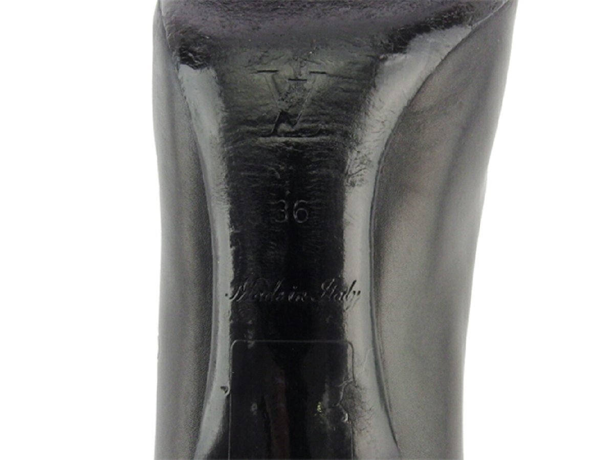 【30%OFFクーポン】ルイ・ヴィトン LOUIS VUITTON パンプス 型抜きデザイン ♯36 ポインテッドトゥ ブラック ゴールド レディース 中古_画像9