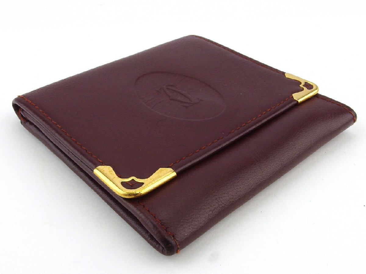 【30%OFFクーポン】カルティエ CARTIER コインケース マストライン ボルドー ゴールド レディース 中古_画像3