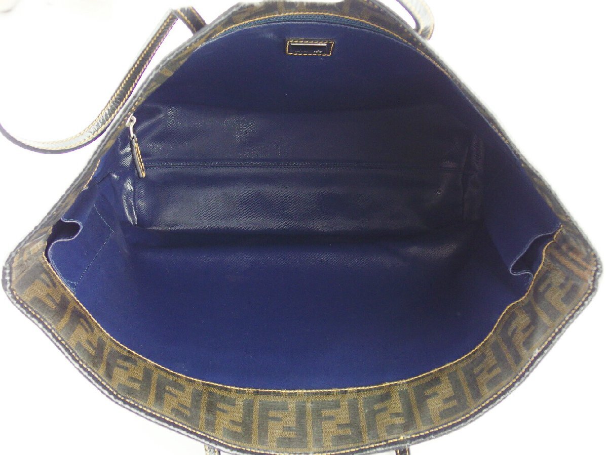 【30%OFFクーポン】フェンディ FENDI トートバッグ ズッカ ブラック ベージュ レディース 中古_画像9