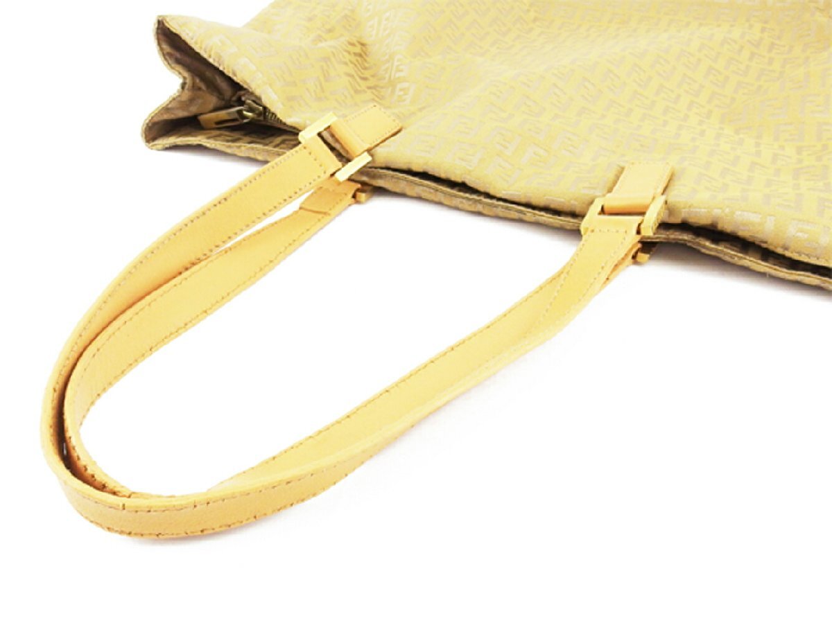 【30%OFFクーポン】フェンディ FENDI トートバッグ ズッキーノ ベージュ ゴールド レディース 中古_画像5