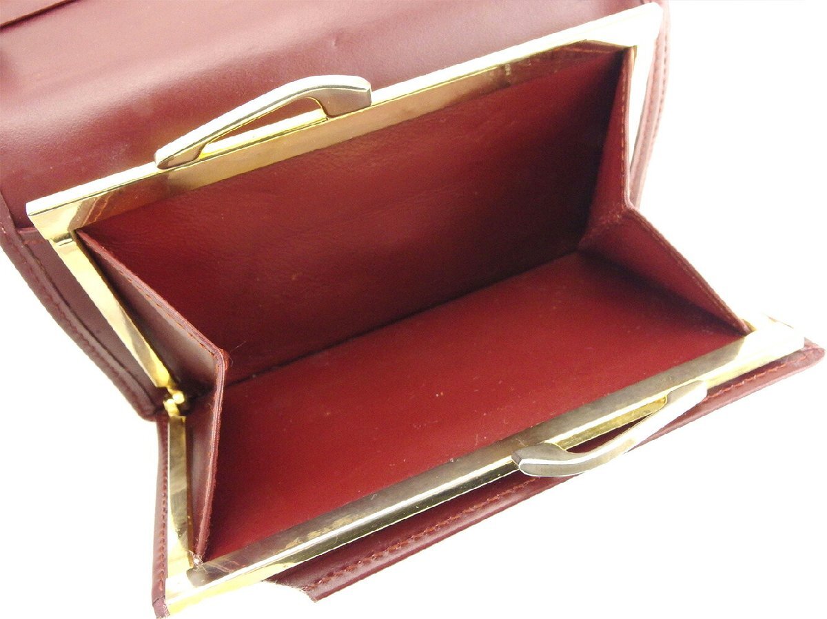 【30%OFFクーポン】カルティエ CARTIER 三つ折り財布 マストライン ボルドー ゴールド レディース 中古_画像6