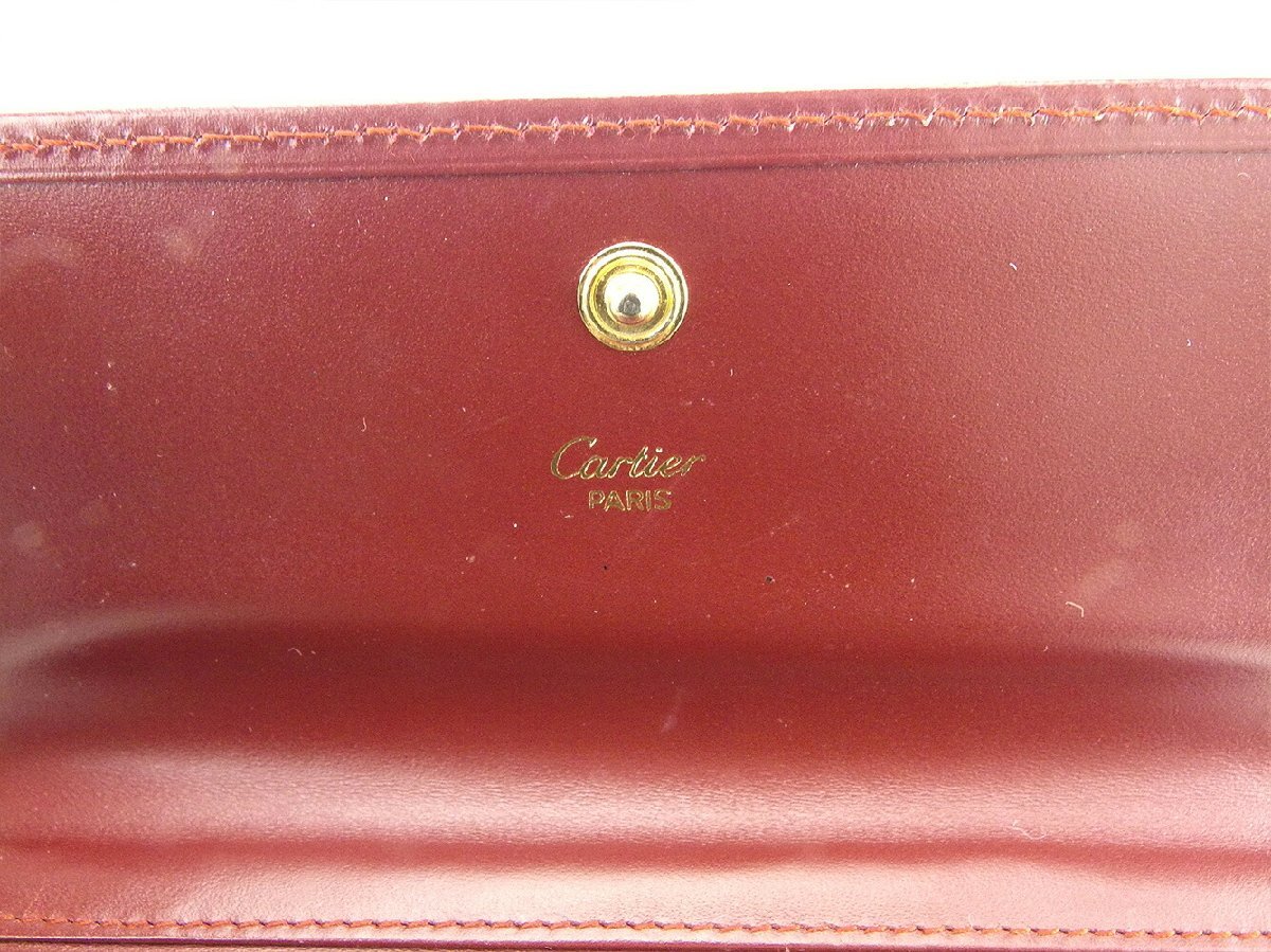 【30%OFFクーポン】カルティエ CARTIER 三つ折り財布 マストライン ボルドー ゴールド レディース 中古_画像8