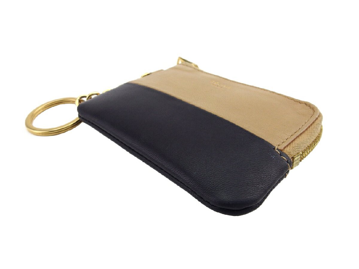 【30%OFFクーポン】セリーヌ CELINE コインケース バイカラー ベージュ×ブラック×ゴールド レディース 中古_画像3