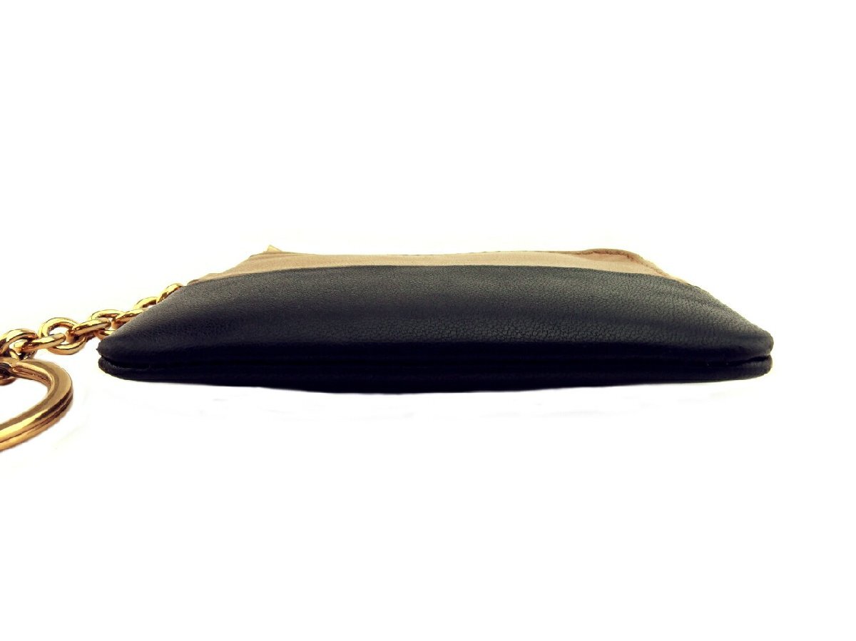 【30%OFFクーポン】セリーヌ CELINE コインケース バイカラー ベージュ×ブラック×ゴールド レディース 中古_画像4