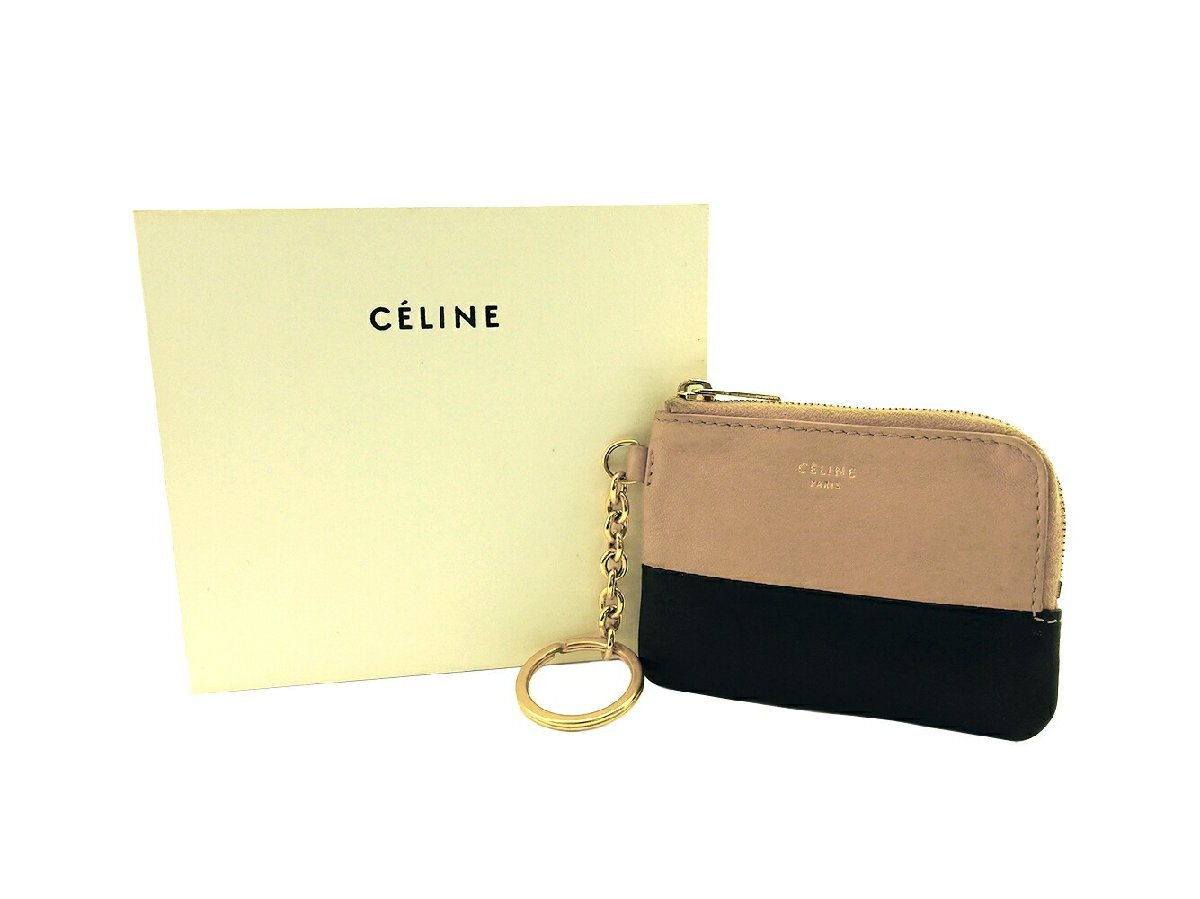 【30%OFFクーポン】セリーヌ CELINE コインケース バイカラー ベージュ×ブラック×ゴールド レディース 中古_画像8