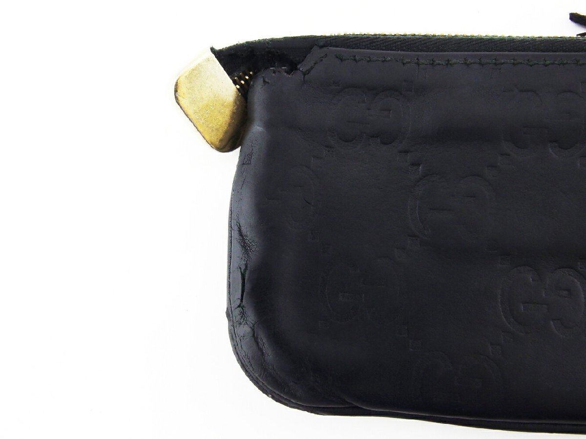 グッチ GUCCI コインケース グッチシマ ブラック ゴールド レディース 中古_画像4