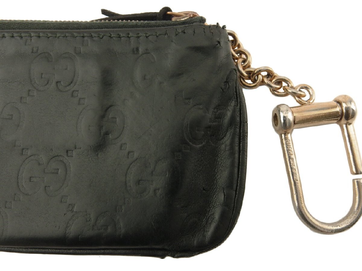 グッチ GUCCI コインケース グッチシマ ブラック ゴールド レディース 中古_画像5