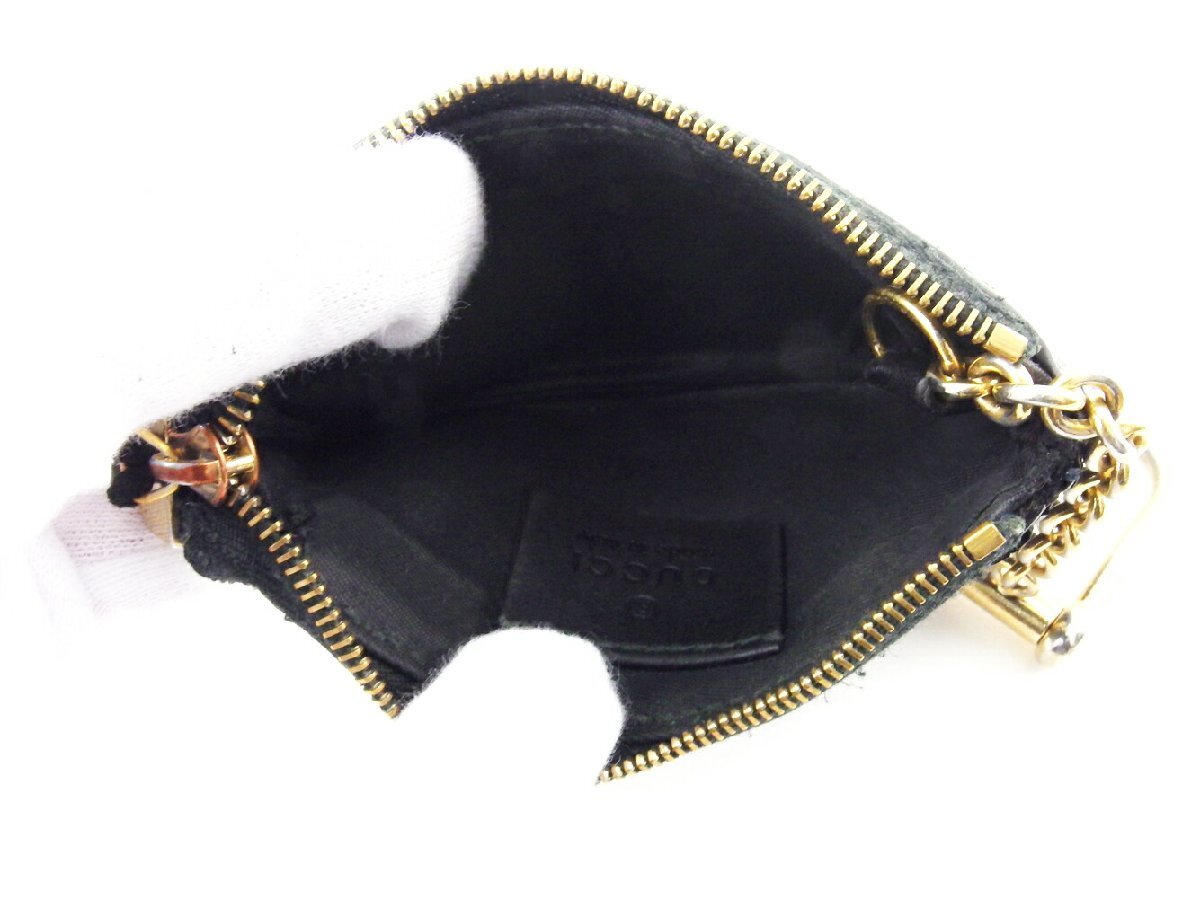 グッチ GUCCI コインケース グッチシマ ブラック ゴールド レディース 中古_画像6