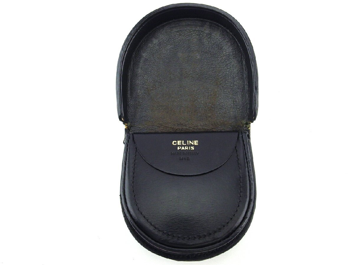 セリーヌ CELINE コインケース ロゴプレート ブラック シルバー ゴールド レディース 中古_画像4