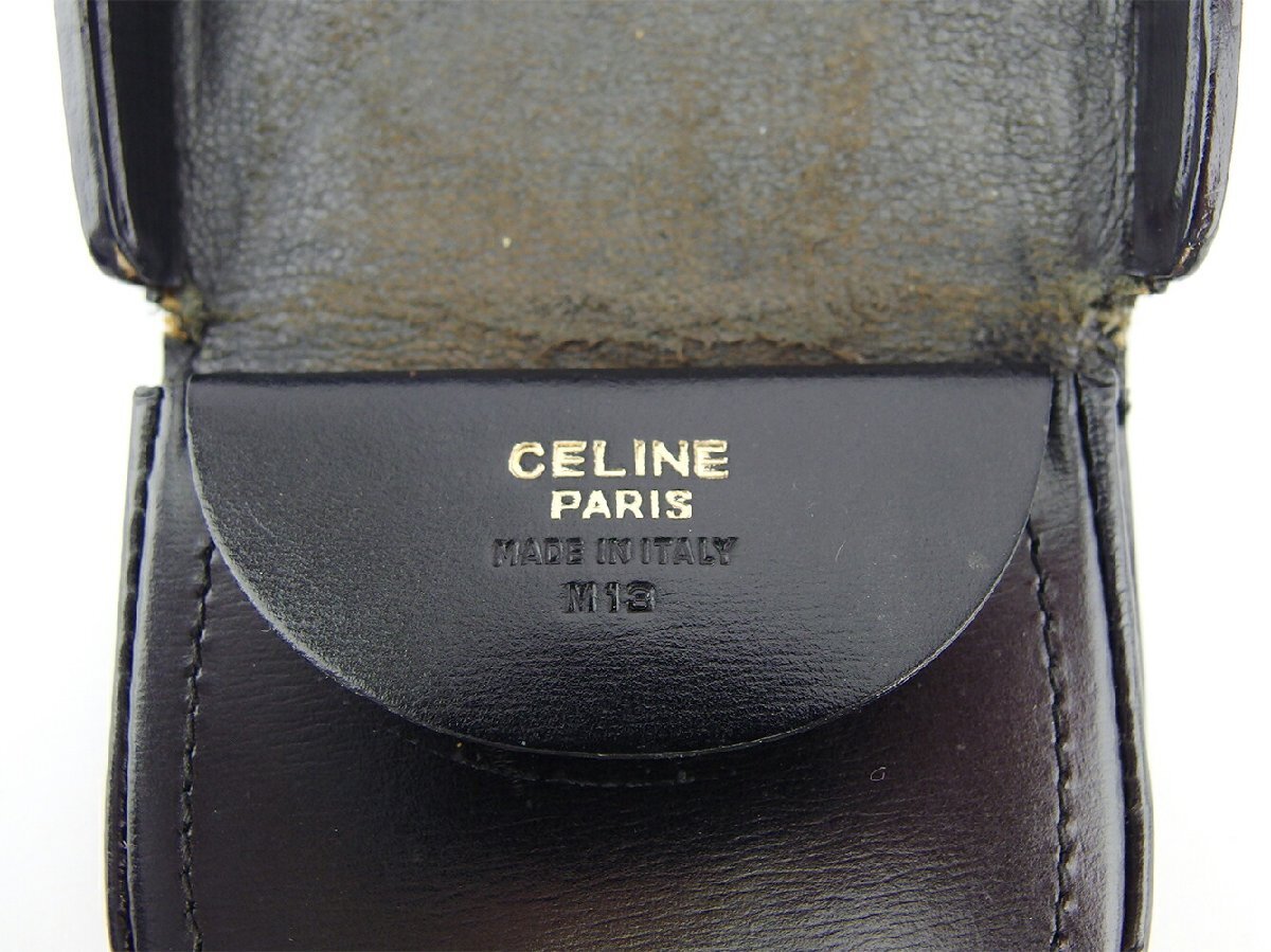 セリーヌ CELINE コインケース ロゴプレート ブラック シルバー ゴールド レディース 中古_画像7