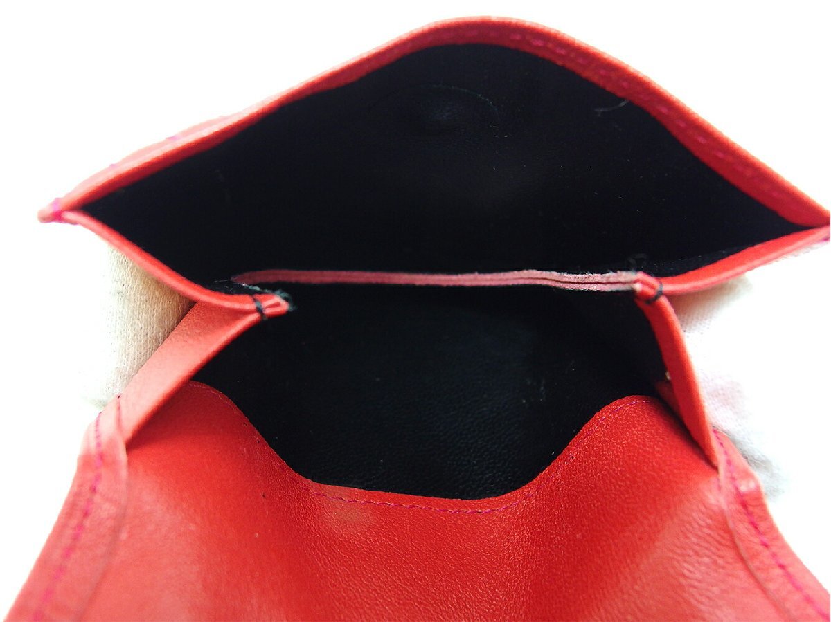 【30%OFFクーポン】サンローラン SAINT LAURENT コインケース ロゴボタン レッド ゴールド レディース 中古_画像5