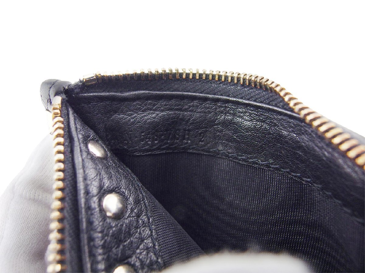 【30%OFFクーポン】ヴァレンティノ VALENTINO コインケース ロックスタッズ ブラック ゴールド レディース 中古_画像6