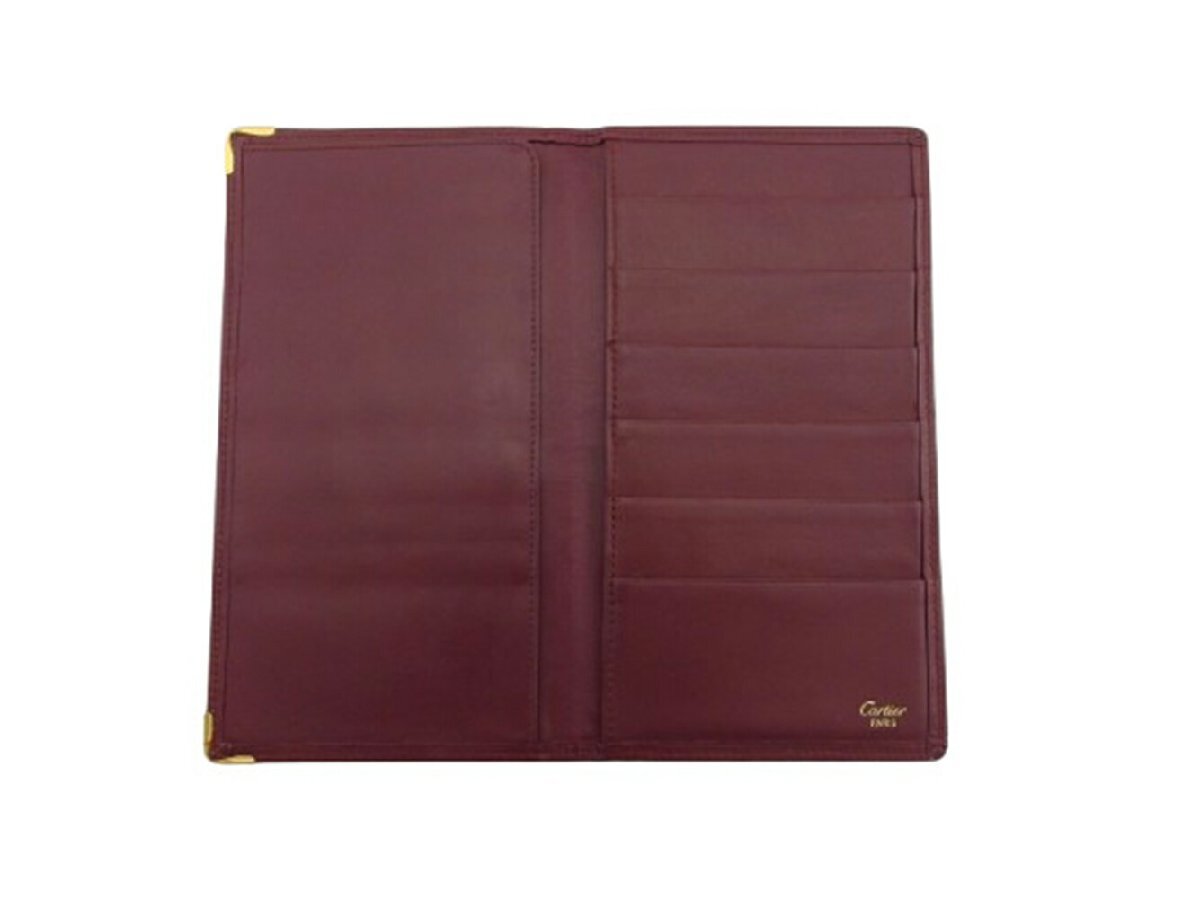 【30%OFFクーポン】カルティエ CARTIER 札入れ ボルドー レディース 中古_画像4