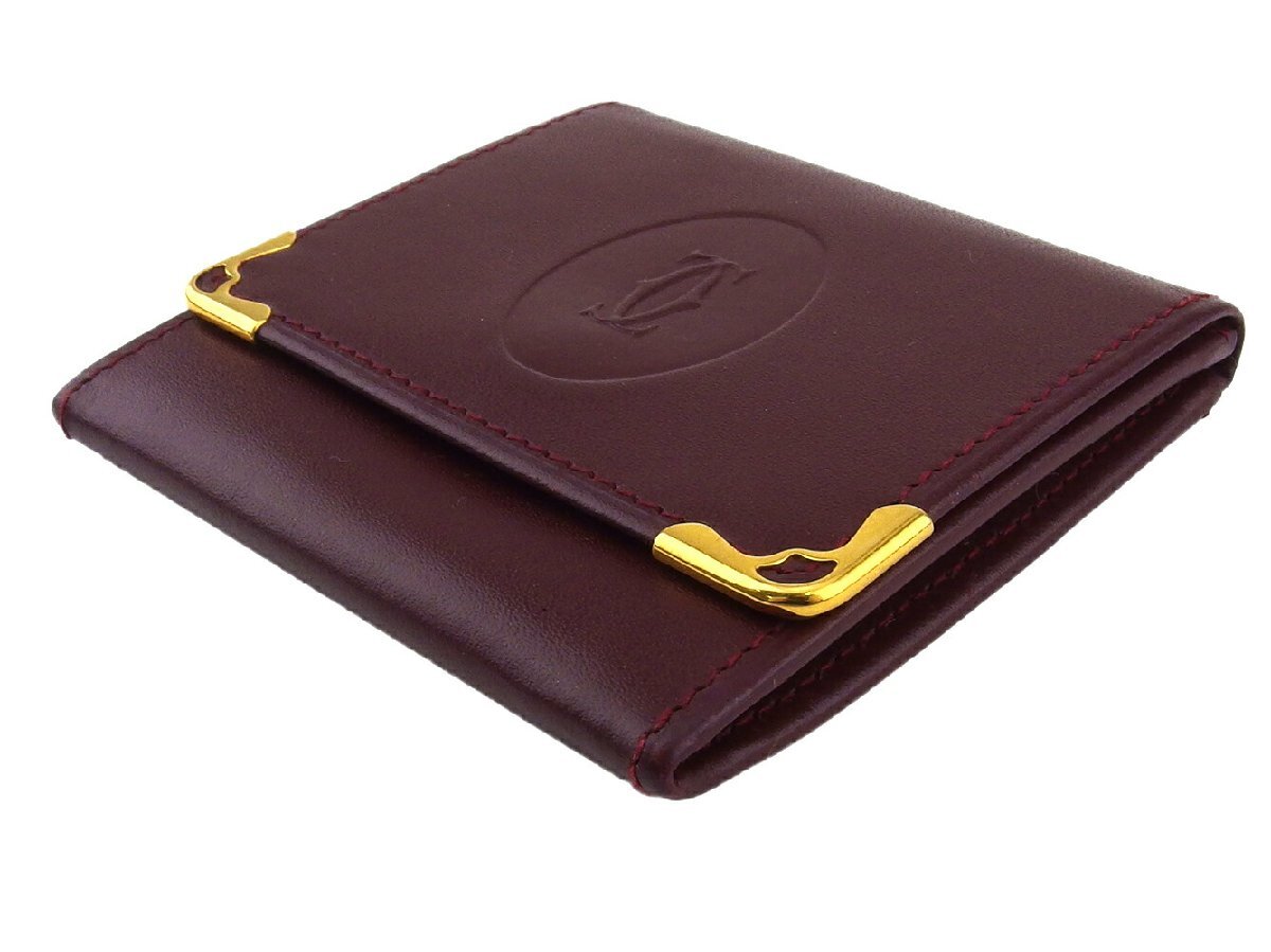【30%OFFクーポン】カルティエ CARTIER コインケース マストライン ボルドー ゴールド レディース 中古_画像3