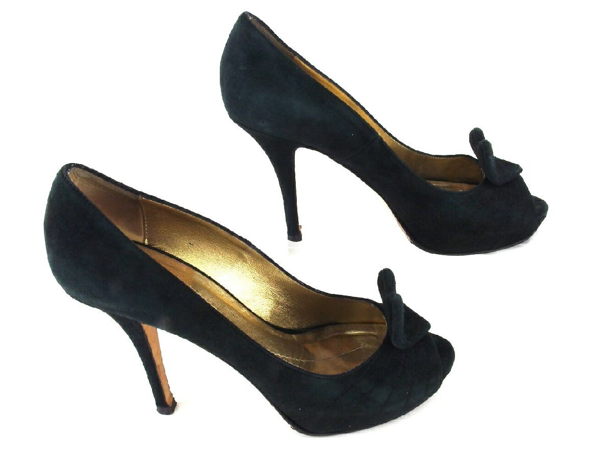 【30%OFFクーポン】ケイトスペード Kate Spade パンプス ハートモチーフ ♯6ハーフC オープントゥ ハイヒール ブラック レディース 中古_画像5