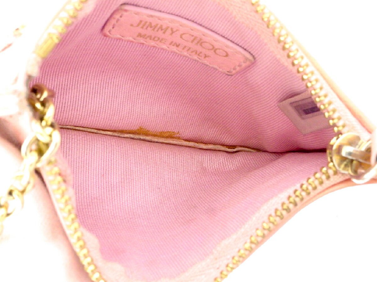 【30%OFFクーポン】ジミーチュウ JIMMY CHOO コインケース スタッズ ピンク レディース 中古_画像4