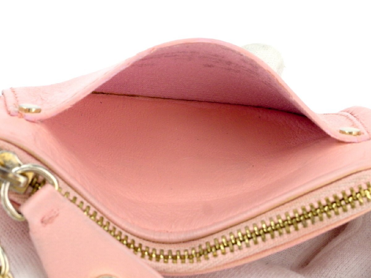 【30%OFFクーポン】ジミーチュウ JIMMY CHOO コインケース スタッズ ピンク レディース 中古_画像5