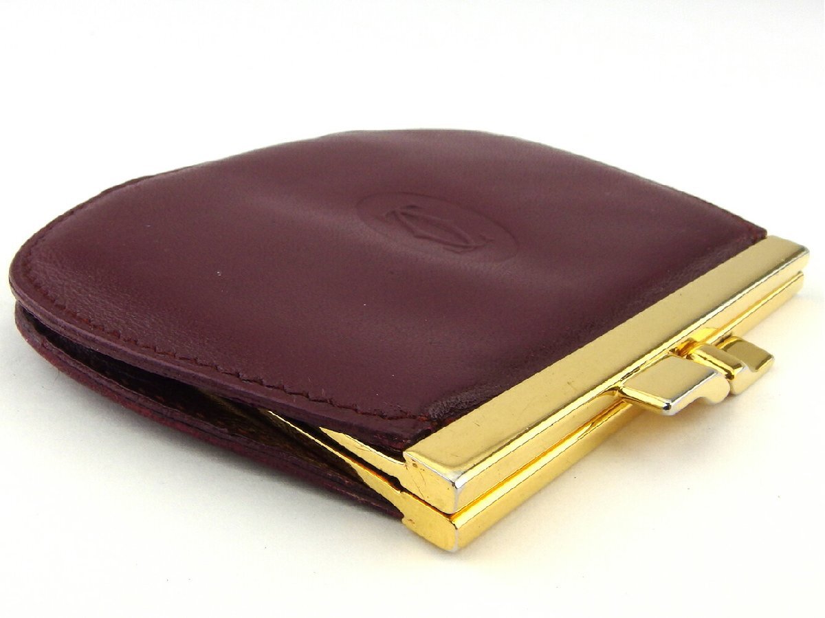【30%OFFクーポン】カルティエ CARTIER コインケース マストライン ボルドー ゴールド レディース 中古_画像2
