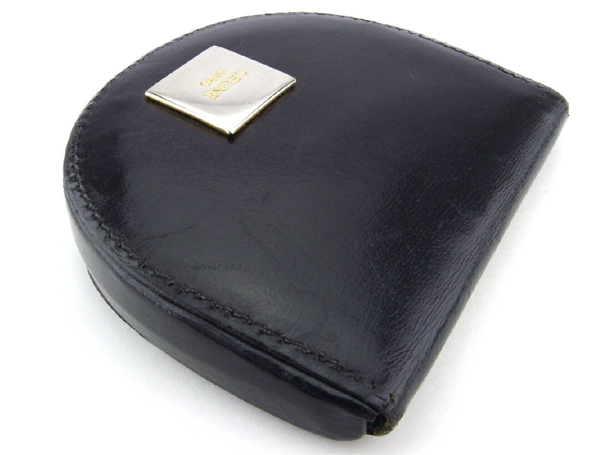 【30%OFFクーポン】セリーヌ CELINE コインケース ロゴプレート ブラック シルバー ゴールド レディース 中古_画像2