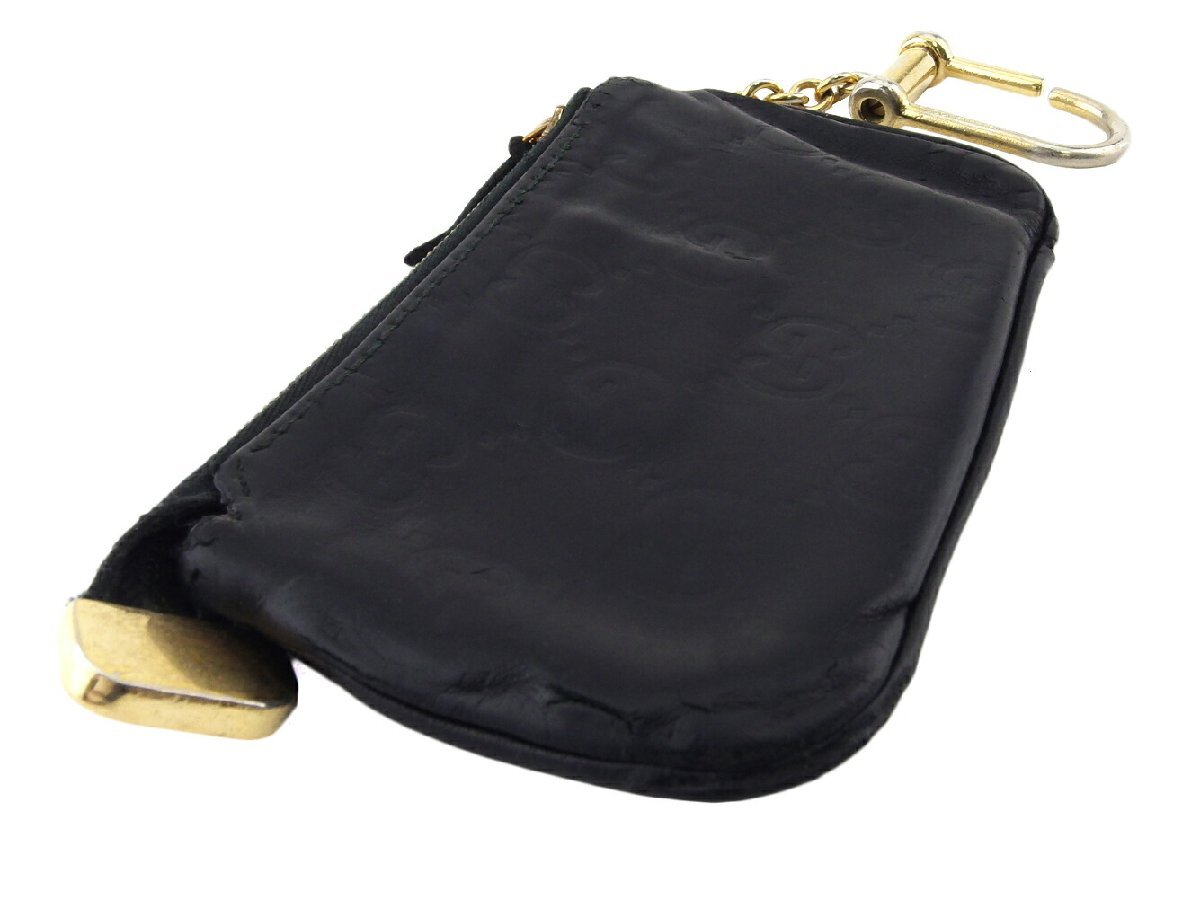 【30%OFFクーポン】グッチ GUCCI コインケース グッチシマ ブラック ゴールド レディース 中古_画像2