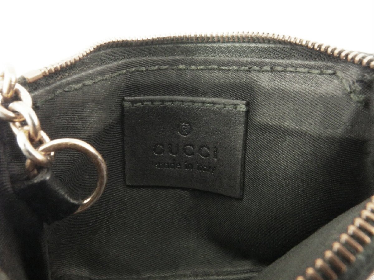 【30%OFFクーポン】グッチ GUCCI コインケース グッチシマ ブラック ゴールド レディース 中古_画像9