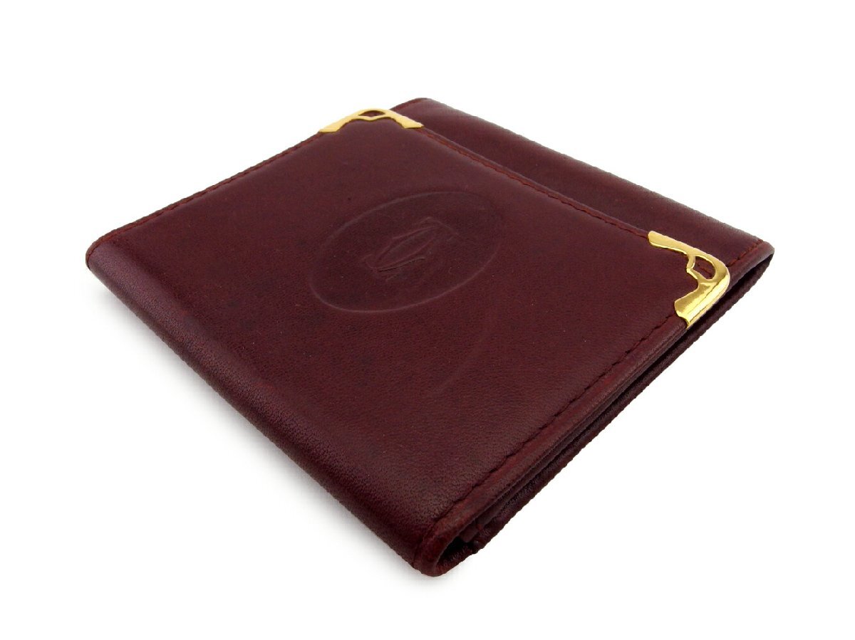 【30%OFFクーポン】カルティエ CARTIER コインケース マストライン ボルドー ゴールド レディース 中古_画像3