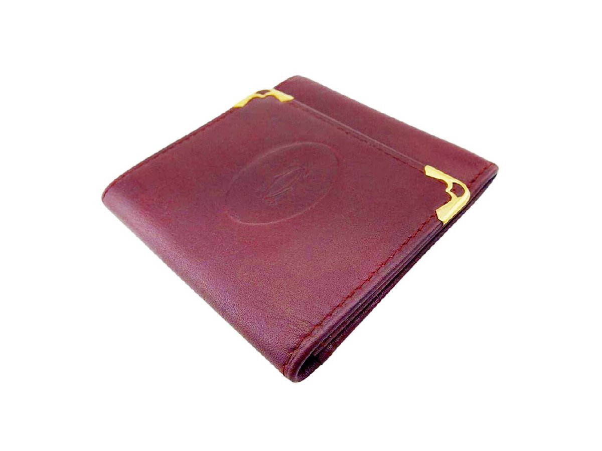 【30%OFFクーポン】カルティエ CARTIER コインケース マストライン ボルドー ゴールド レディース 中古_画像2