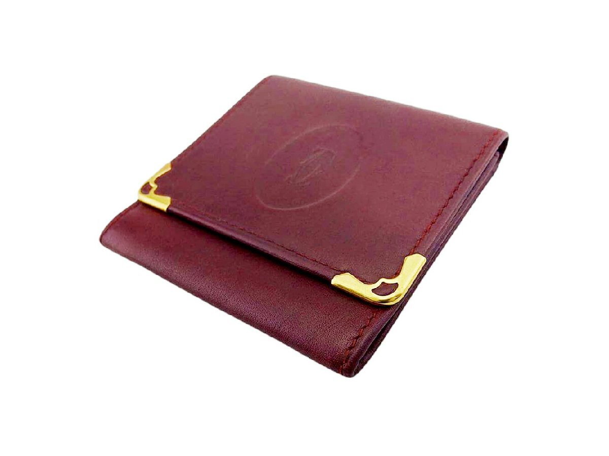 【30%OFFクーポン】カルティエ CARTIER コインケース マストライン ボルドー ゴールド レディース 中古_画像3