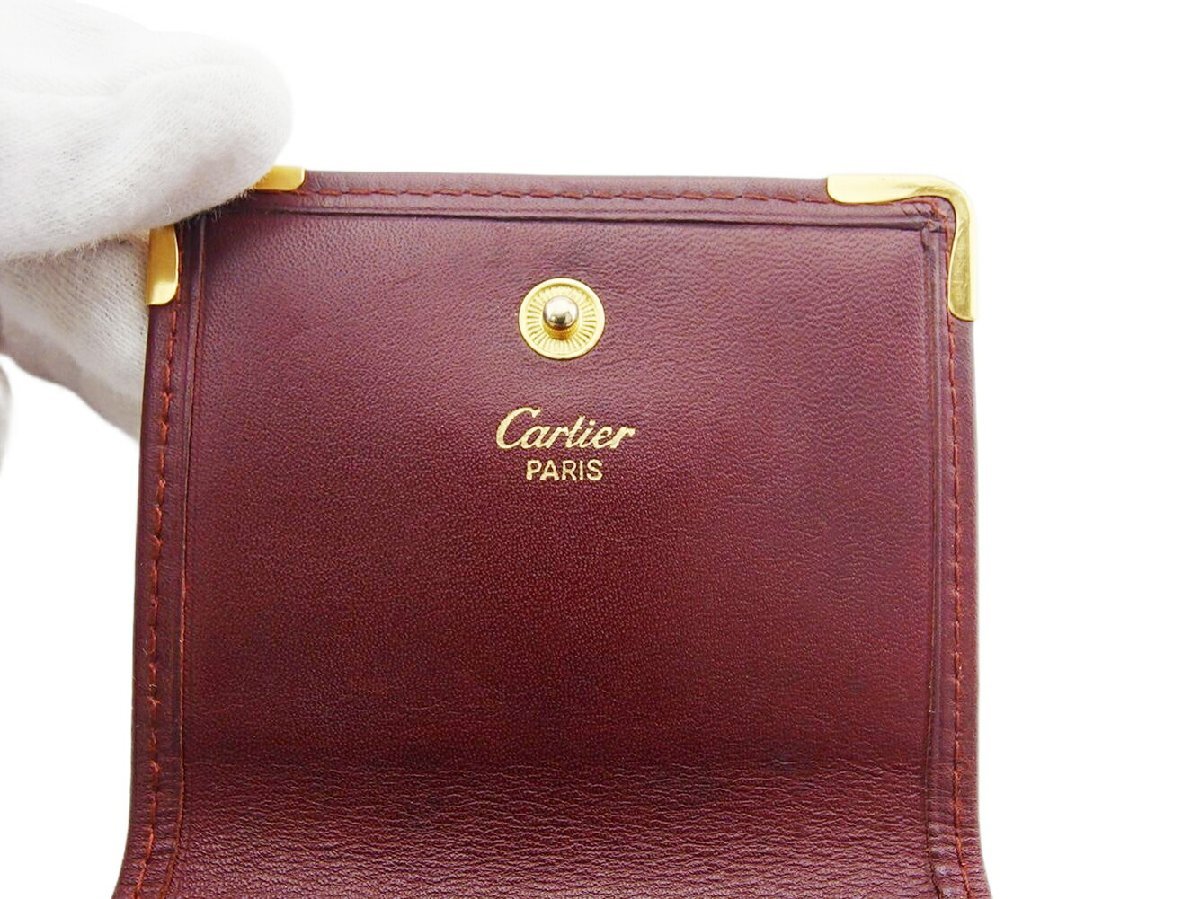 【30%OFFクーポン】カルティエ CARTIER コインケース マストライン ボルドー ゴールド レディース 中古_画像4